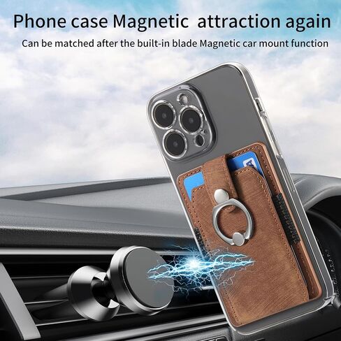 LBYZCASE Slim Phone Credit Card Holder with Ring, Adhesive Pouch for iPhone 15/14/13/12,Samsung Galaxy S24/S23/A15/A54/A35 5G, Google Pixel 8a,Moto,BLU,Nokia,etc (Black) in Saudi Arabia