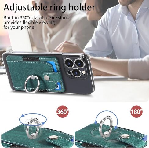 LBYZCASE حامل بطاقة ائتمان رفيع للهاتف مع حلقة، جراب لاصق لهاتف iPhone 15/14/13/12، Samsung Galaxy S24/S23/A15/A54/A35 5G، Google Pixel 8a، Moto، BLU، Nokia، إلخ (أسود) in Kuwait