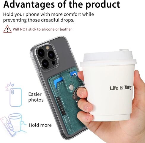 LBYZCASE حامل بطاقة ائتمان رفيع للهاتف مع حلقة، جراب لاصق لهاتف iPhone 15/14/13/12، Samsung Galaxy S24/S23/A15/A54/A35 5G، Google Pixel 8a، Moto، BLU، Nokia، إلخ (أسود) in Kuwait