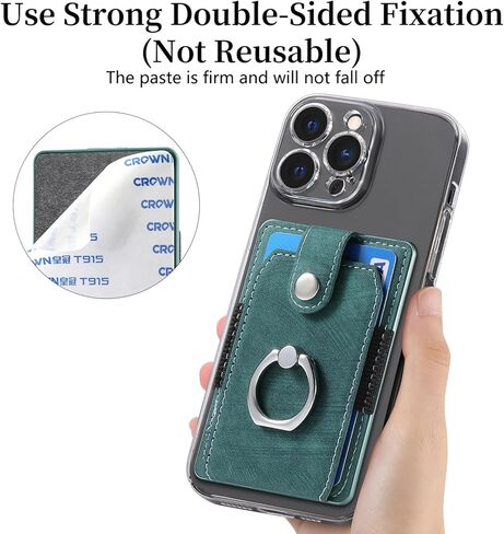 LBYZCASE حامل بطاقة ائتمان رفيع للهاتف مع حلقة، جراب لاصق لهاتف iPhone 15/14/13/12، Samsung Galaxy S24/S23/A15/A54/A35 5G، Google Pixel 8a، Moto، BLU، Nokia، إلخ (أسود) in Kuwait