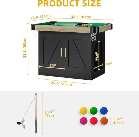 DWVO 4 in 1 Cat Toys Mini Pool Table for Cats, Litter Box Enclosure for Cat Pool Table Tower with Feather Wand Interactive Exercise Play Rest Beds & Litter Box Furniture, Black, Medium in Saudi Arabia
