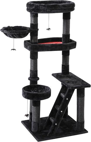 Gothic Coffin Cat Tree, 55 Inch Tall Halloween Themed Cat Tower with Scratching Post for Indoor Large Adult Cats in Saudi Arabia