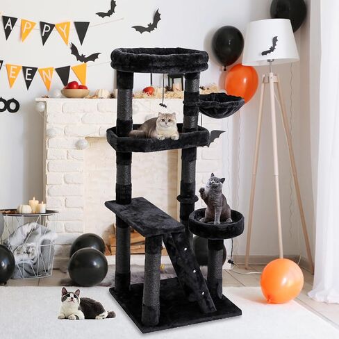 Gothic Coffin Cat Tree, 55 Inch Tall Halloween Themed Cat Tower with Scratching Post for Indoor Large Adult Cats in Saudi Arabia