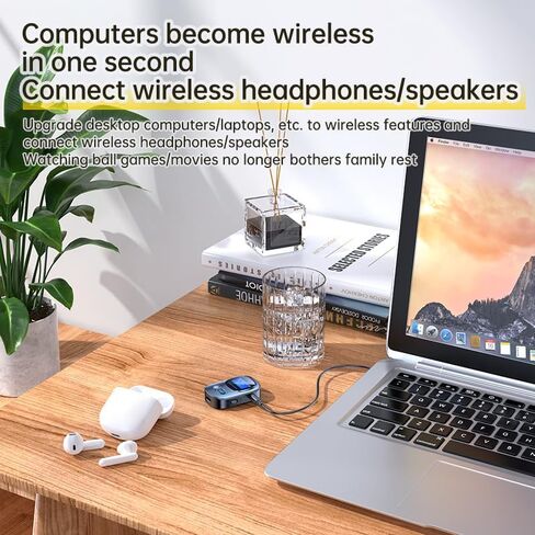Bluetooth Transmitter Receiver, Bluetooth 5.3 Wireless Audio Adapter, TF Card Playing, Low delay, high fifidelity, Supporting Two Modes of Wireless Receiver and Transmitter in Saudi Arabia