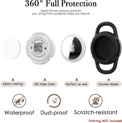 Airtag Cat Collar Breakaway,Reflective Kitten Collar with Waterproof Apple Air Tag Holder and Bell,Silicone Pet ID Tag with QR Code,Modifiable Pet Online Profile,No Subscription or Fees (Black) in Saudi Arabia