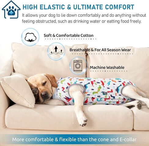 AOFITEE Dog Recovery Suit, Surgical Recovery Suit for Dog Female After Spay, Rabbit Pattern Dog Recovery Shirt for Abdominal Wounds, Anti Licking Dog Onesie Jumpsuit E-Collar Cone Alternative 3XL in Saudi Arabia