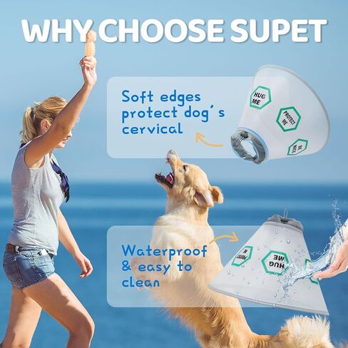 مخروط الكلب Supet للكلاب بعد الجراحة، مخاريط الكلاب الناعمة للكلاب المتوسطة الكبيرة، طوق مخروطي مريح للكلاب لوقف اللعق (كلمة، XXL (الرقبة: 16.0-20.0")) in Kuwait