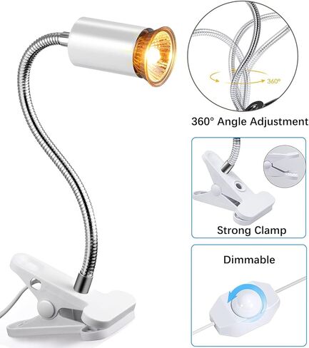 Vinaco UVA UVB ضوء الزواحف، 2 حزمة كاملة الطيف 360 درجة مصباح الحرارة الزواحف، ضوء الحرارة عكس الضوء للزواحف مع المشبك الثقيلة لملحقات خزان السلاحف التنين الملتحي حوض السمك الخفيفة in Kuwait