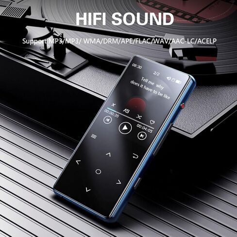 مشغل MP3 64 جيجابايت مع بلوتوث 5.2، زر لمس حساس للشاشة الملونة 2.4 بوصة، مشغل MP3 للموسيقى هاي فاي مع قارئ بطاقة تسجيل الصوت بعداد الخطى، وظيفة للجري الرياضي in Saudi Arabia
