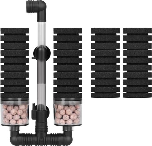 AQUANEAT Sponge Filter, Aquarium Sponge Filter with Ceramic Media Balls, for Betta Fry Shrimp Tank, with 2 Spare Sponges, up to 40Gal in Kuwait