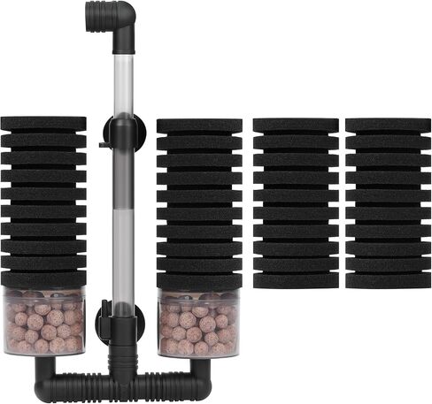 AQUANEAT Sponge Filter, Aquarium Sponge Filter with Ceramic Media Balls, for Betta Fry Shrimp Tank, with 2 Spare Sponges, up to 40Gal in Kuwait