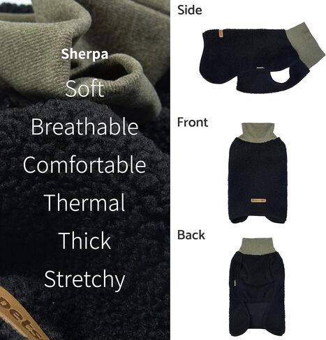 Fitwarm Sherpa Turtleneck Dog Sweater, Cozy Dog Winter Clothes for Small Dogs Girl Boy, Warm Dog Coat for Winter, Doggy Pullover Jumper, Pet Outfit, Brown, Beige, Medium in Saudi Arabia