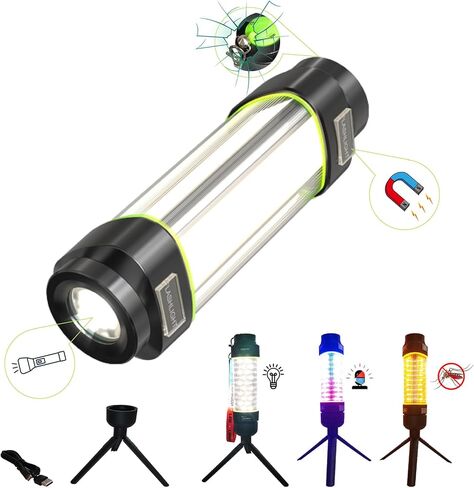 مصابيح يدوية قابلة لإعادة الشحن، مصباح يدوي LED مغناطيسي، مصباح يدوي تكتيكي فائق السطوع مع ضوء جانبي، IPX68 مقاوم للماء، مصباح يدوي خارجي متعدد الوظائف للتخييم (أسود) in Kuwait