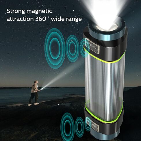 مصابيح يدوية قابلة لإعادة الشحن، مصباح يدوي LED مغناطيسي، مصباح يدوي تكتيكي فائق السطوع مع ضوء جانبي، IPX68 مقاوم للماء، مصباح يدوي خارجي متعدد الوظائف للتخييم (أسود) in Kuwait