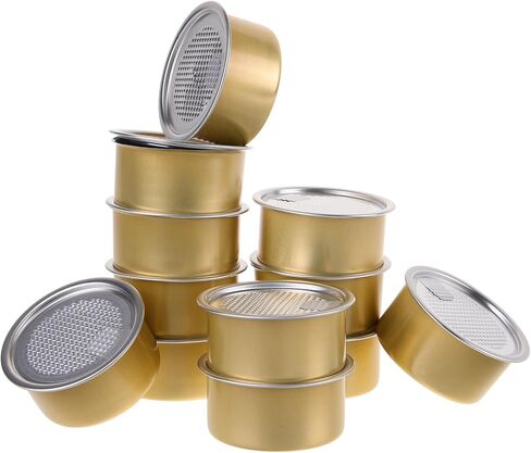 Cabilock Self-seal Tin Can with Lid, 100ml 12pcs Press-In Food Container Empty Pet Food Can Snack Containers Refillable Airtight Tin for Fish Meat Pet Food in Saudi Arabia