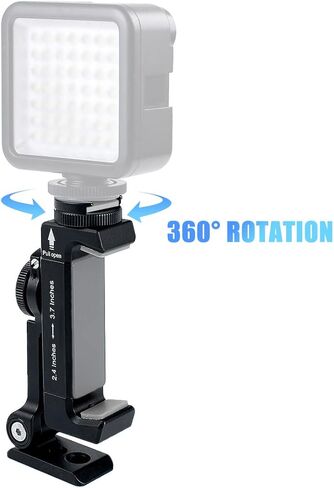 حامل ثلاثي للهاتف من الألومنيوم العالمي مع حذاء بارد قابل للتدوير، دوران 360 درجة وزاوية إمالة، iPhone 13 12 11 Max Pro Samsung محول حامل ثلاثي القوائم، مشبك حامل هاتف لحامل ثلاثي القوائم، مرفق جهاز تسجيل فيديو Vlog in Kuwait