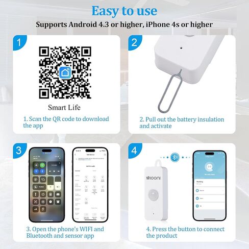 مستشعر حركة Pir ذكي، مستشعر وجود مع تنبيهات وسجلات إشعارات التطبيق، إنذار كاشف حركة WiFi لأتمتة المنزل الذكي، الأجهزة المتوافقة مع تطبيق Smart Life (2-أبيض) in Saudi Arabia