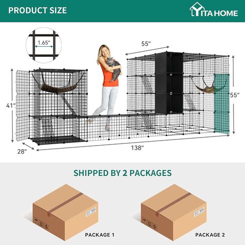 قفص قطط من 4 طبقات من YITAHOME، حاويات كبيرة، بيت قطط معدني مع أرجوحة شبكية وأقلام قفص داخلي وخارجي للحيوانات الأليفة الصغيرة 1-4 قطط in Saudi Arabia