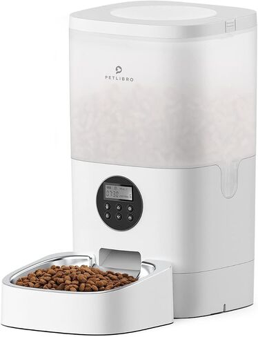 PETLIBRO Automatic Dog Feeder, 6L Dog Food Dispenser with Timer Interactive Voice Recorder, Auto Dog Feeder with Desiccant Bag 1-4 Meals Dry Food, White Transparent in Saudi Arabia