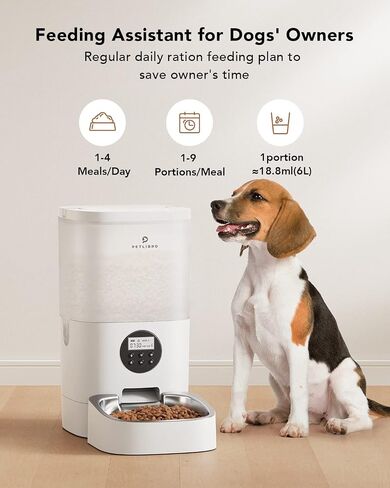 PETLIBRO Automatic Dog Feeder, 6L Dog Food Dispenser with Timer Interactive Voice Recorder, Auto Dog Feeder with Desiccant Bag 1-4 Meals Dry Food, White Transparent in Saudi Arabia