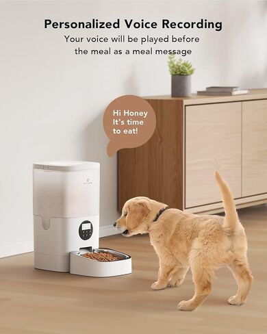 PETLIBRO Automatic Dog Feeder, 6L Dog Food Dispenser with Timer Interactive Voice Recorder, Auto Dog Feeder with Desiccant Bag 1-4 Meals Dry Food, White Transparent in Saudi Arabia