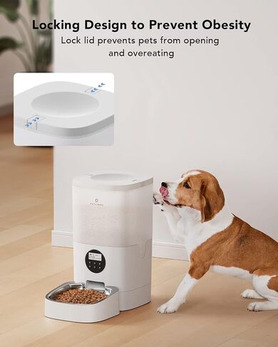 PETLIBRO Automatic Dog Feeder, 6L Dog Food Dispenser with Timer Interactive Voice Recorder, Auto Dog Feeder with Desiccant Bag 1-4 Meals Dry Food, White Transparent in Saudi Arabia