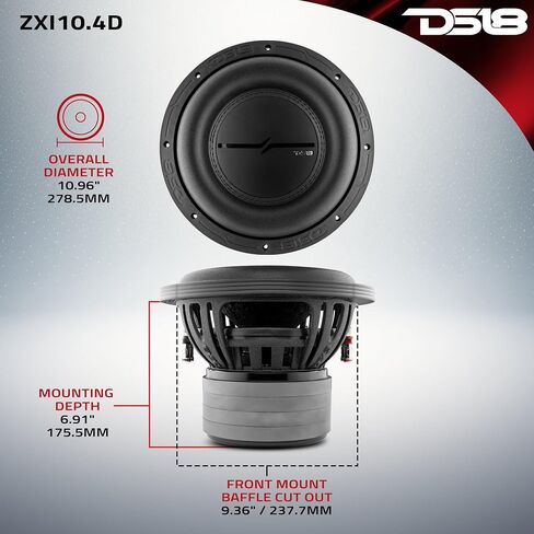 DS18 ZXI12.2D 12 Inches High Excursion Car Subwoofer - 2000 Watts Dual Voice Coil 2+2 Ohms (1 Speaker), Black in Kuwait