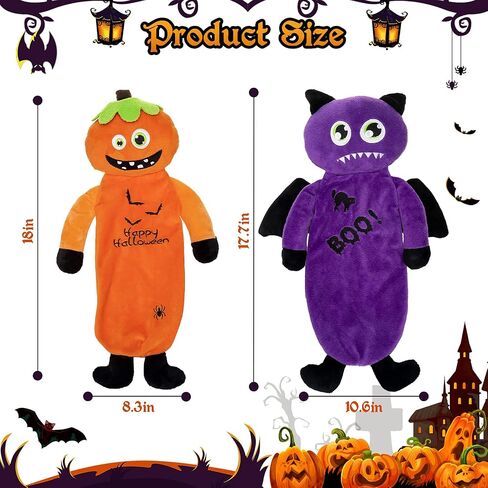 BINGPET Dog Squeaky Toys,2 Pack No Stuffing Halloween & Thanksgiving Dog Toys, Pumpkin & Turkey Interactive Plush with Squeaky Ball and Crinkle Paper, Durable Fun for Small Medium Large Dogs in Saudi Arabia