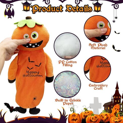 BINGPET Dog Squeaky Toys,2 Pack No Stuffing Halloween & Thanksgiving Dog Toys, Pumpkin & Turkey Interactive Plush with Squeaky Ball and Crinkle Paper, Durable Fun for Small Medium Large Dogs in Saudi Arabia
