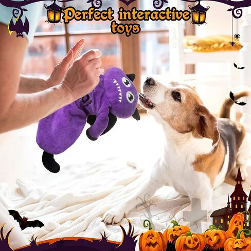 BINGPET Dog Squeaky Toys,2 Pack No Stuffing Halloween & Thanksgiving Dog Toys, Pumpkin & Turkey Interactive Plush with Squeaky Ball and Crinkle Paper, Durable Fun for Small Medium Large Dogs in Saudi Arabia