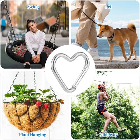 20pcs Heart Carabiner Metal Carabiner Clip Heart Shaped Carabiner Keychain Cute Carabiner for Camping Accessories Backpack Water Bottle Key in Saudi Arabia