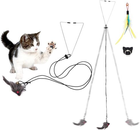 ألعاب ريش القطط التفاعلية، ألعاب معلقة داخلية للقطط الصغيرة التي تشعر بالملل للمطاردة والتمرين in Kuwait