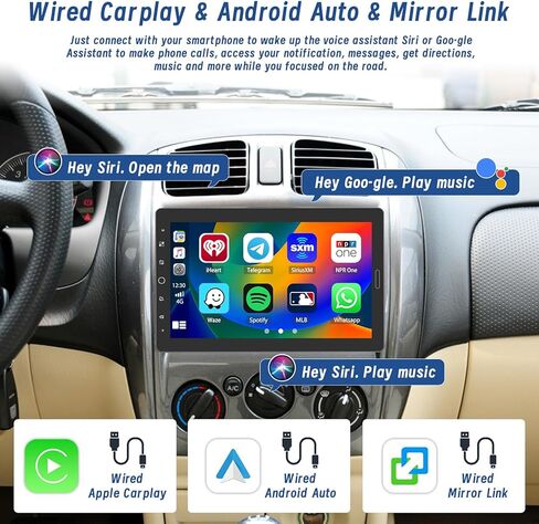 10.1 Inch Carplay Radio Adjustable Single Din Car Stereo with Carplay Android Auto, Detachable 1080P Touch Screen 1 Din Radio Bluetooth/FM/SWC/Mirror Link/Backup Camera/MIC/Support TF Card in Kuwait