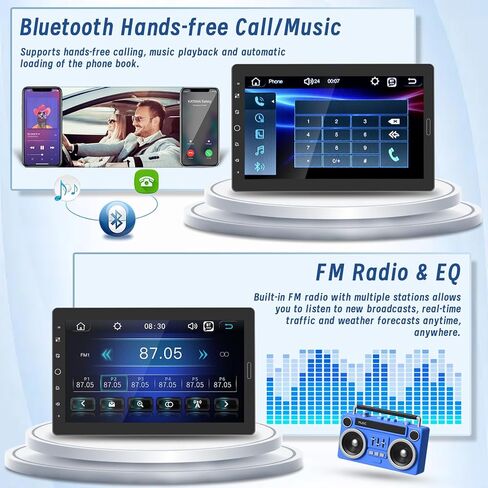 10.1 Inch Carplay Radio Adjustable Single Din Car Stereo with Carplay Android Auto, Detachable 1080P Touch Screen 1 Din Radio Bluetooth/FM/SWC/Mirror Link/Backup Camera/MIC/Support TF Card in Kuwait