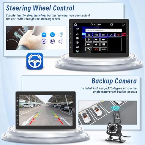 10.1 Inch Carplay Radio Adjustable Single Din Car Stereo with Carplay Android Auto, Detachable 1080P Touch Screen 1 Din Radio Bluetooth/FM/SWC/Mirror Link/Backup Camera/MIC/Support TF Card in Kuwait