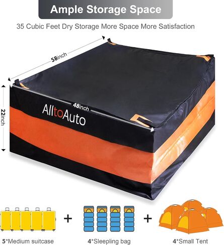 AlltoAuto Truck Bed Cargo Bag with Cargo Net, 100% Waterproof 600D Heavy Duty, Fits Any Truck Size (51''x40''x22'') 26 Cubic Feet, Simple and Convenient for Installation in Saudi Arabia
