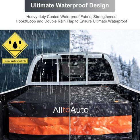 AlltoAuto Truck Bed Cargo Bag with Cargo Net, 100% Waterproof 600D Heavy Duty, Fits Any Truck Size (51''x40''x22'') 26 Cubic Feet, Simple and Convenient for Installation in Saudi Arabia