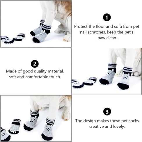 جوارب ZORZA الكرتونية المضادة للانزلاق للكلاب، واقيات مريحة لحماية المفاصل للكلاب الكبيرة، زوجان من الجوارب القطنية الرائعة لأحذية الكلاب in Kuwait