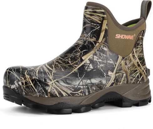 Showave Men's Rain Boots, Rubber Hunting Booties, Waterproof Insulated Mud Boots, Durable Outdoor Garden Boots for Fishing Yard Working in Kuwait