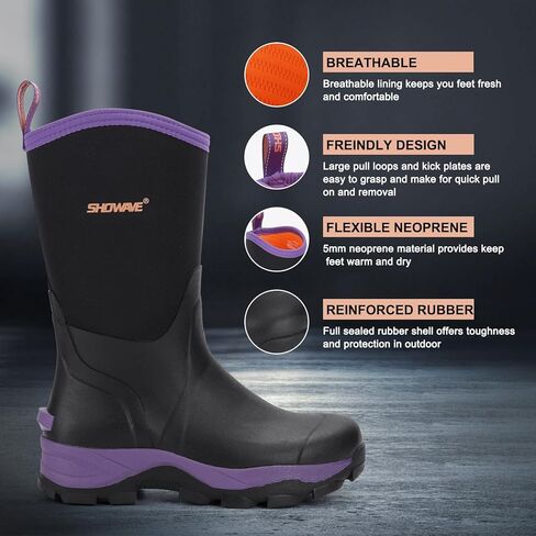 Rubber Boots for Women Mid Calf Rain Boots | Insulated Garden Boots Waterproof Durable Mud Boots for Hunting Farming Working in Saudi Arabia