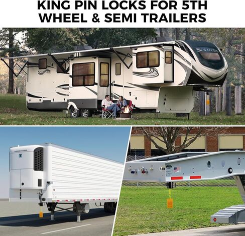 BOYISEN 5th Wheel King Pin Lock Solid Steel Anti Theft for RVs, Container Trailers and Campers with Handles Warning Tag in Kuwait