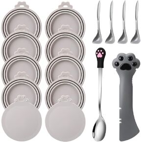 مجموعة مستلزمات علب أغذية الحيوانات الأليفة مكونة من 16 قطعة، 10 قطع من أغطية علب الحيوانات الأليفة من السيليكون، أغطية علب القطط، 4 قطع من ملاعق علب الحيوانات الأليفة من السيليكون، قطعة واحدة من فتاحة علب الحيوانات الأليفة متعددة الوظائف، وقطعة واحدة من  in Kuwait