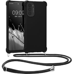 kwmobile Crossbody Case Compatible with Motorola Moto G62 5G Case - TPU Silicone Cover with Strap - Black