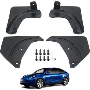 Jawjut Mud Flaps, Compatible with Tesla Model Y,Splash Guard Accessories, No Drilling Required, Black
