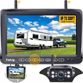 Yakry RV Backup Camera Wireless HD 1080P with 7 Inch Touch Key DVR Monitor for RVs,Campers,Trailers,Trucks Adapter For Furrion-Pre-wired RVs High-Speed Rear View Observation IR Night Vision Y27