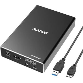 MAIWO Dual Bay Hard Drive RAID Enclosure for 2.5 Inch SATA SSD HDD, RAID 0/RAID 1/JBOD/PM, USB 3.1 GEN 2 10Gbps with UASP, 16TB Capacity, External HDD Bay Aluminum