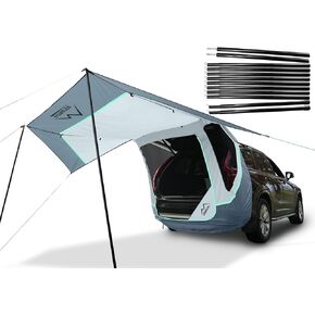 SUV Tailgate Tent with Three Sides Awning Shade & Transmittance Mosquito Net, Hatchback Camping Sunproof Car Tent, Universal SUV Windproof Car Camping Gear Tent Outdoor Travel.