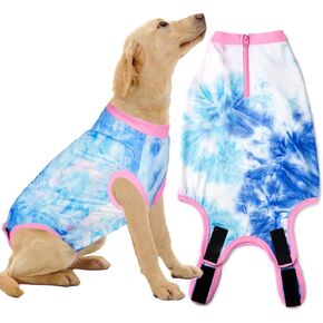 Dog Surgery Recovery Suit for Large Female Spay,Anti Licking Dog Surgical Recovery Onesie,Tie Dye Blue Pink XL