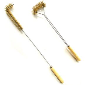 SUNRISE Fryer Brush with Long Handle (Brass, L and Double Brush)