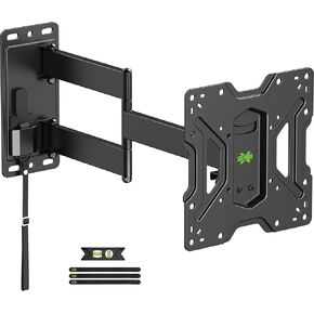 USX MOUNT Full Motion TV Monitor Wall Mount for Most 13-42 inch Flat Curved Screen TVs & Monitors Up to 55lbs, Single Stud TV Mount Bracket Articulating Arms Swivel Tilt Extension, Max VESA 200x200mm